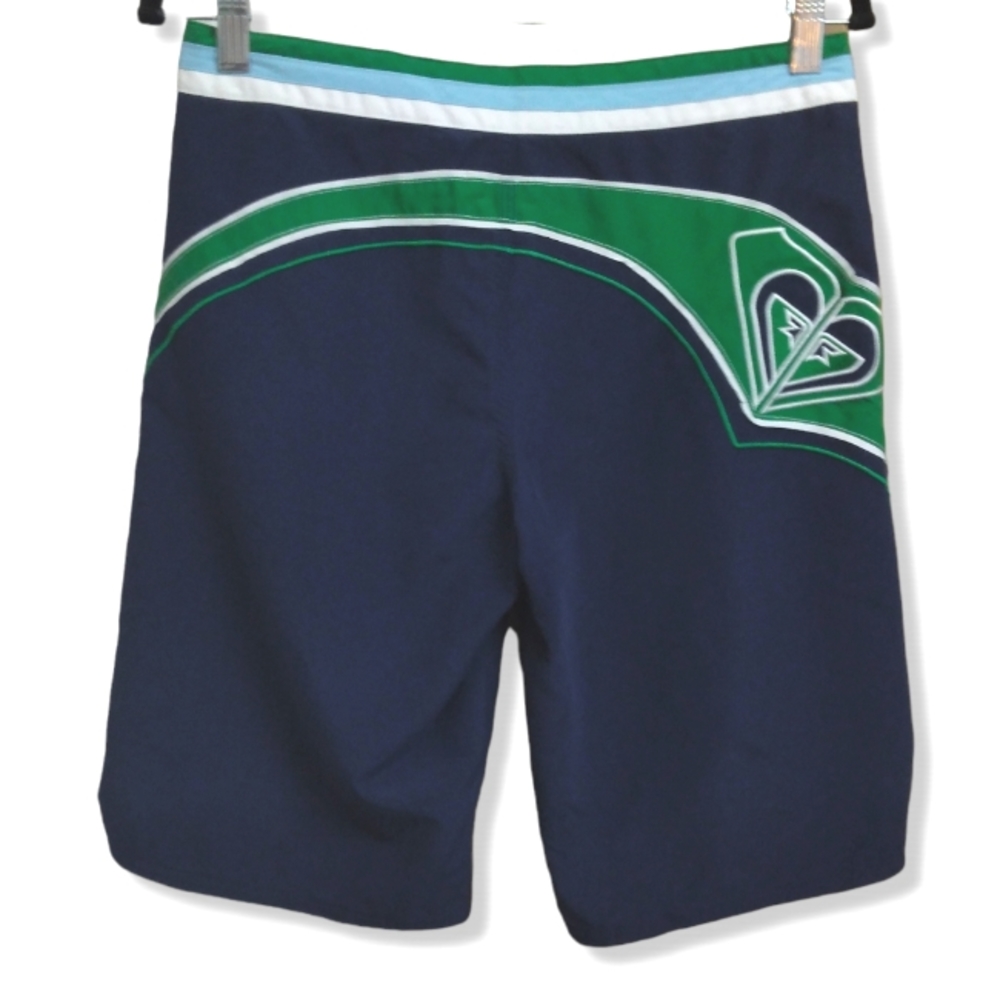 Roxy Quicksilver swim board shorts long style blue/green size 1 - Picture 2 of 4